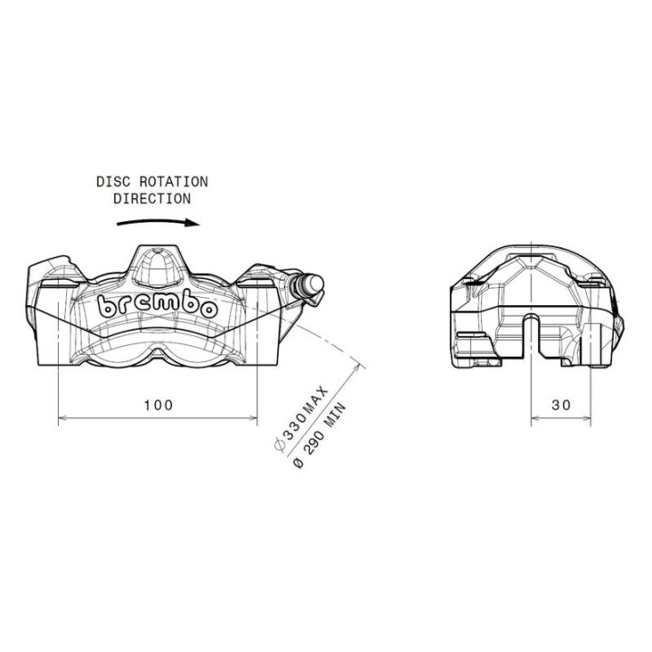 Etrier de frein avant droit Brembo M50 titane Ø30mm | Oxmoto