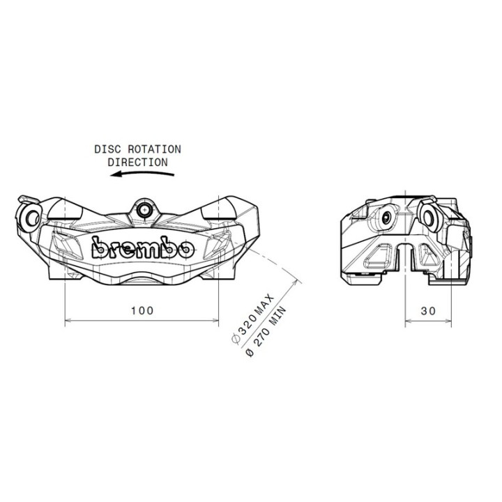 Etrier de frein avant droit Brembo M4 titane Ø32mm | Oxmoto