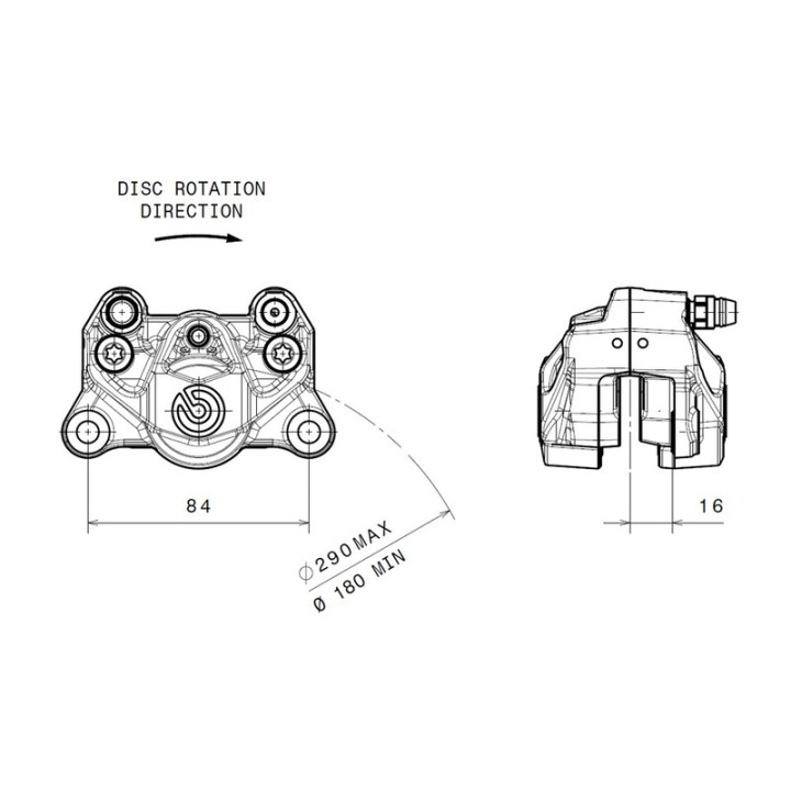Etrier de frein arrière Brembo Ø34mm noir | Oxmoto