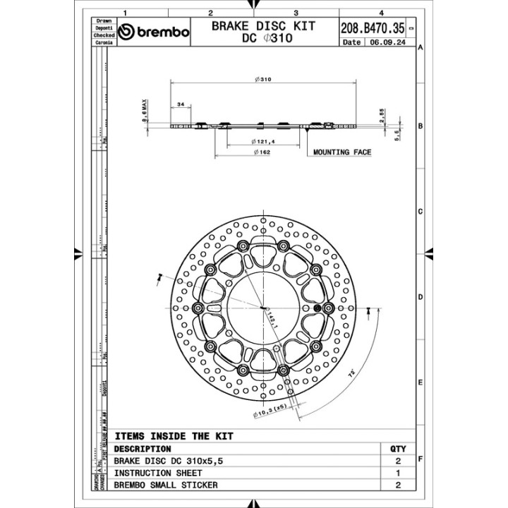 Paire de disques de frein Brembo UPGRADE - THE GROOVE - 208B47035