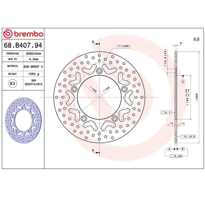 Disque de frein Brembo Série Oro fixe - 68B40794 | Oxmoto