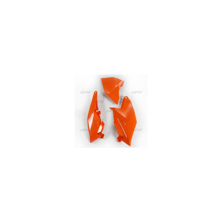 Plaques latérales + cache boîte à air UFO orange KTM sx85