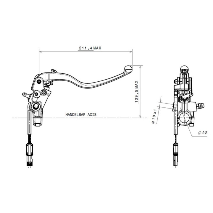 Maître-cylindre de frein Brembo Ø18x21mm titane | Oxmoto