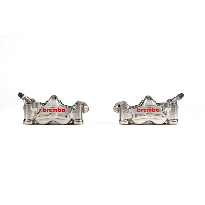 Paire étriers Brembo UPGRADE GP4RX (usinés CNC nickelé) - 100mm (avec plaquettes)