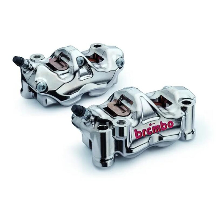 Paire étriers Brembo UPGRADE GP4RX (usinés CNC nickelé) - 100mm (avec plaquettes)