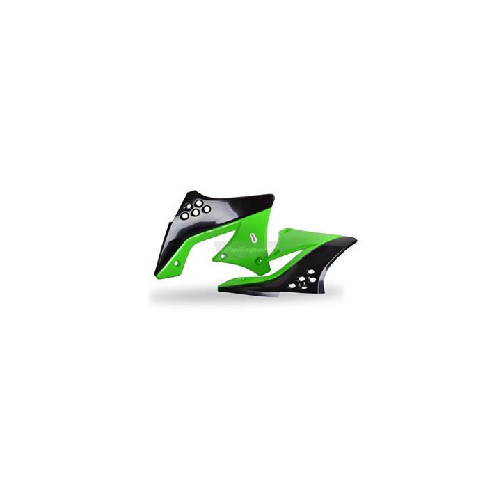 Ouïes de radiateur Polisport couleur origine noir/vert Kawasaki KX250F