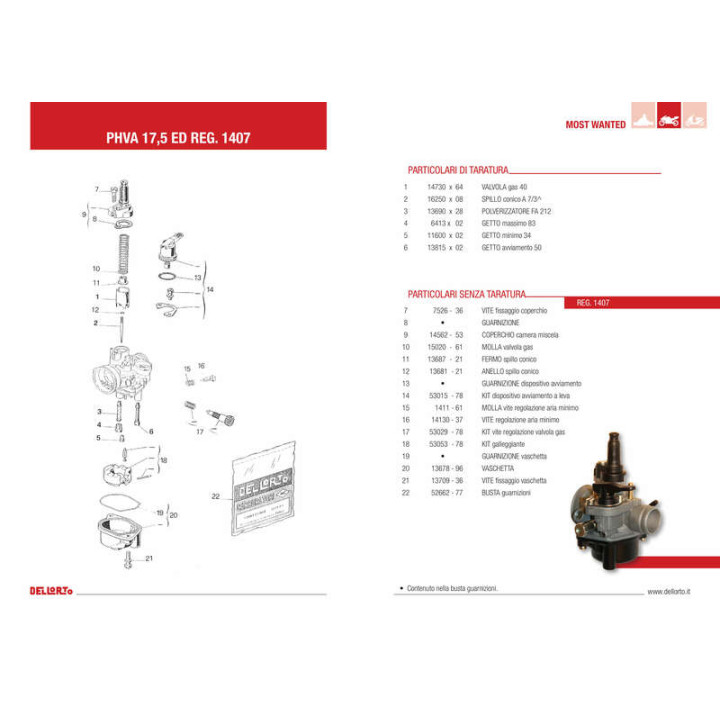 Carburateur DELL ORTO PHVA ED Ø17,5mm AM6 | Oxmoto