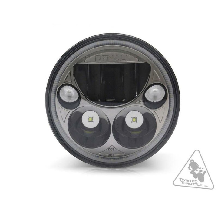 Phare Denali M5 LED Ø145mm noir chrome | Oxmoto
