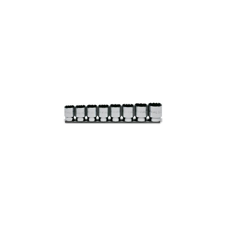 Coffret 8 douilles Beta 1/2'' 12 pans sur support | Oxmoto