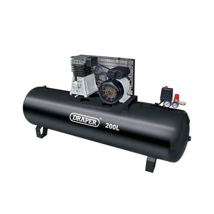 Compresseur d'air à entraînement par courroie Draper 200L sans roues - 2,2 kW/3 ch