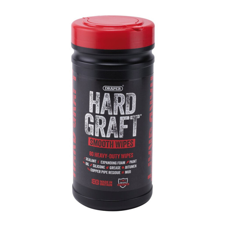 Lingettes lisses multi-usages Draper Hard Graft (pot de 80)