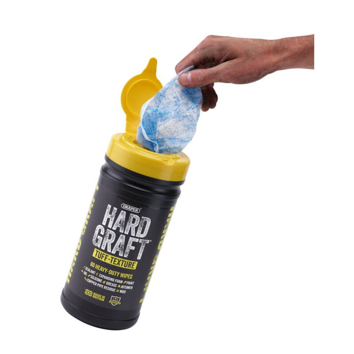 Lingettes à texture Tuff multi-usages Draper Hard Graft (pot de 80)