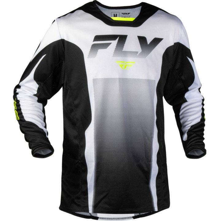 Maillot FLY RACING Kinetic Fade - blanc/noir/Hi-Vis | Oxmoto