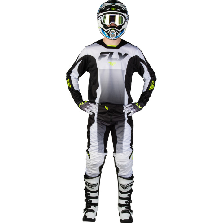 Maillot FLY RACING Kinetic Fade - blanc/noir/Hi-Vis | Oxmoto