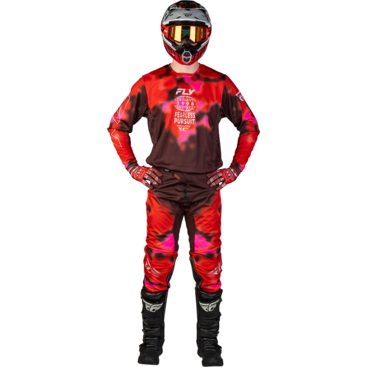 Maillot FLY RACING Kinetic Blur - rouge/marron | Oxmoto