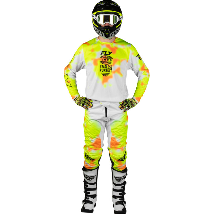 Pantalon FLY RACING Kinetic Blur - blanc/Hi-Vis/orange