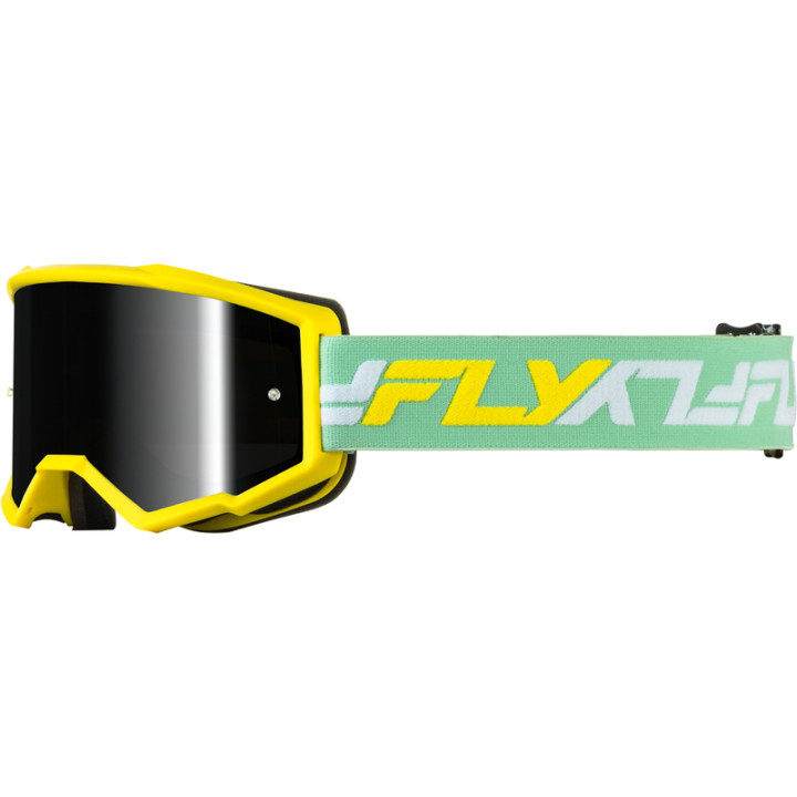 Masque FLY RACING Zone jaune/vertnoir - écran Mirror/Smoke
