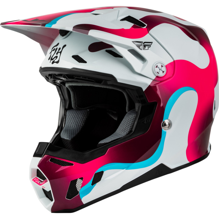 Casque FLY RACING Formula CC Vibe - blanc/rose/bleu | Oxmoto