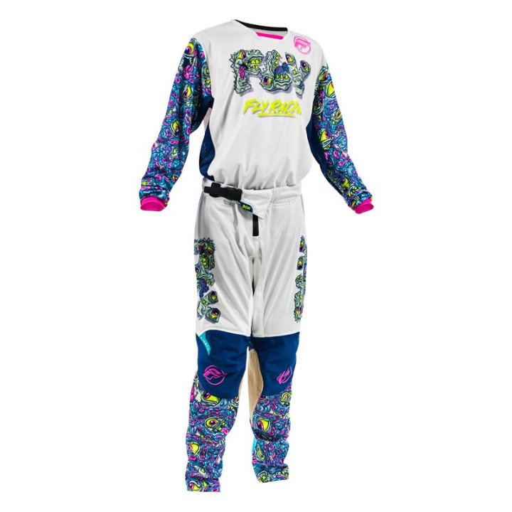 Maillot enfant FLY RACING Kinetic Mesh Mutant - blanc/bleu/multi