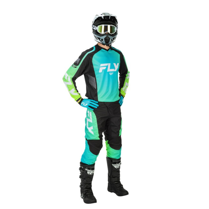 Maillot FLY RACING F-16 - Aqua/noir/blanc | Oxmoto