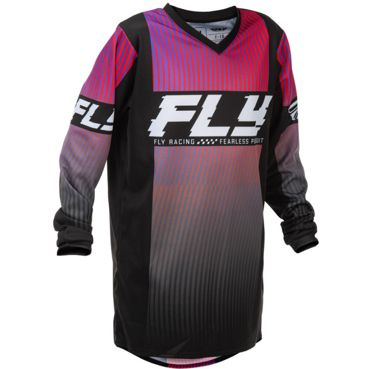 Maillot enfant FLY RACING F-16 - noir/rouge/violet | Oxmoto