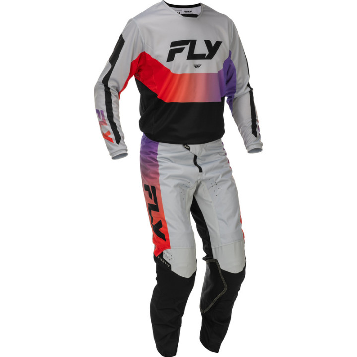 Maillot FLY RACING Kinetic - gris/rouge/violet/noir | Oxmoto