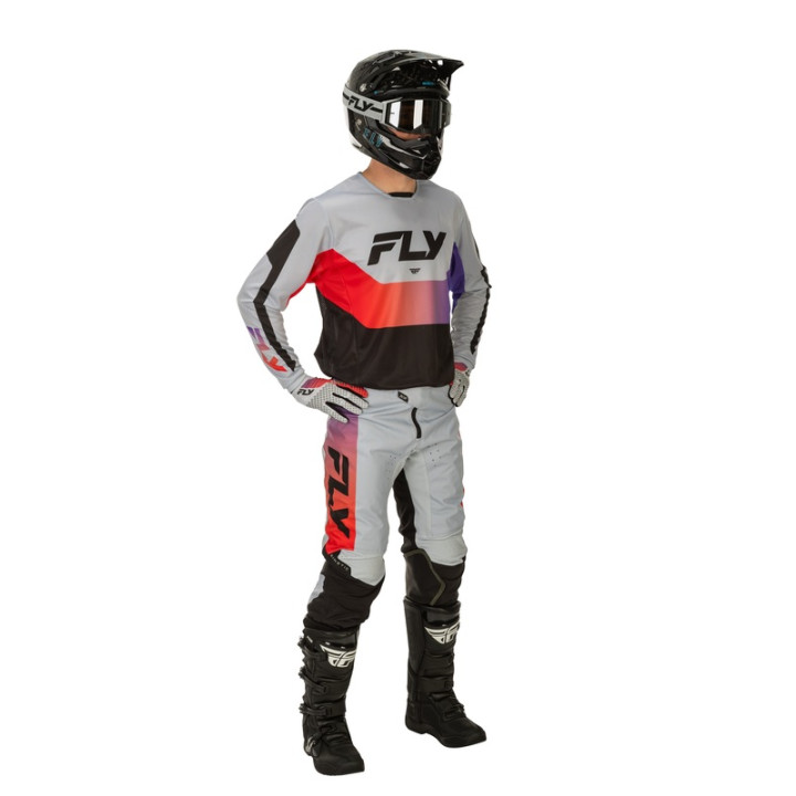 Maillot FLY RACING Kinetic - gris/rouge/violet/noir | Oxmoto