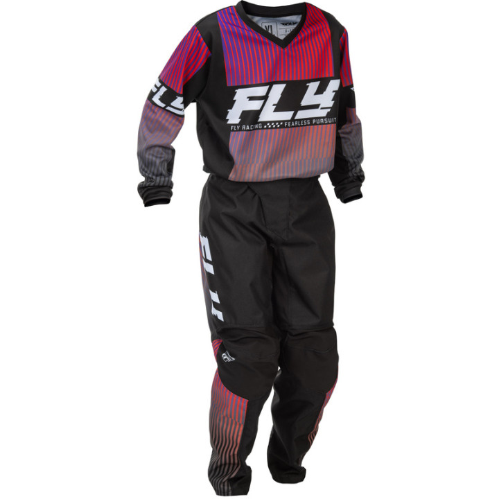 Pantalon enfant FLY RACING F-16 - noir/rouge/violet | Oxmoto