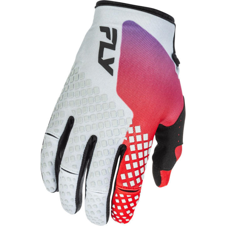Gants FLY RACING Kinetic - gris/rouge/violet/noir | Oxmoto