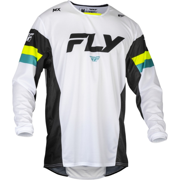 Maillot FLY RACING Kinetic Prix - blanc/noir/Hi-Vis | Oxmoto