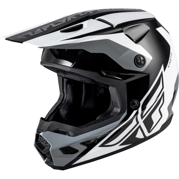 Casque FLY RACING Kinetic Crest - noir/blanc/gris | Oxmoto