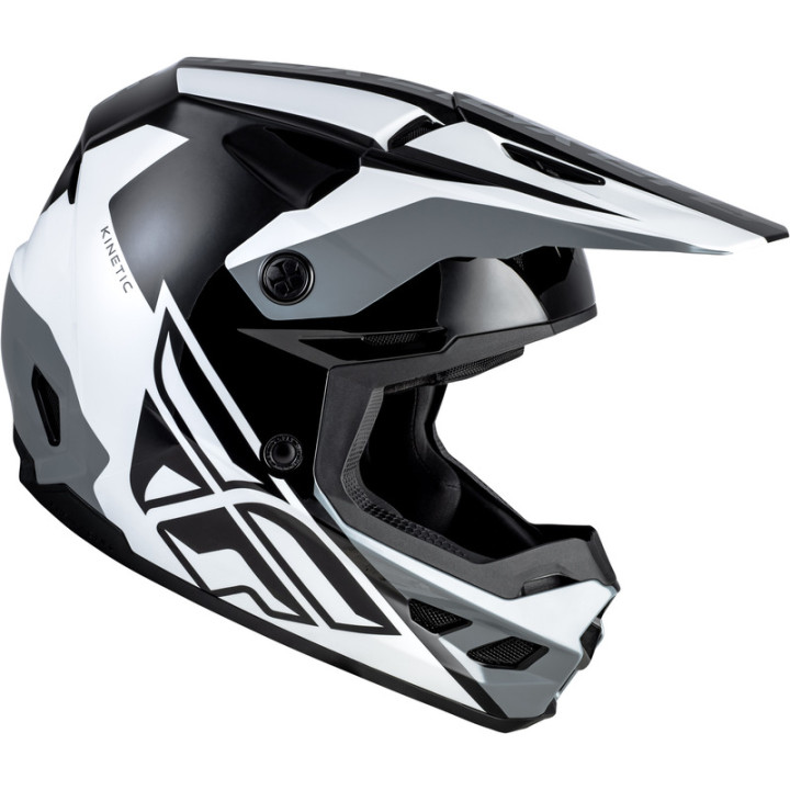 Casque FLY RACING Kinetic Crest - noir/blanc/gris | Oxmoto