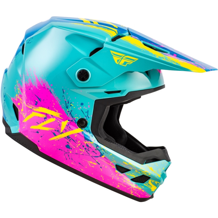 Casque enfant FLY RACING Kinetic Drip - turquoise/rose/jaune