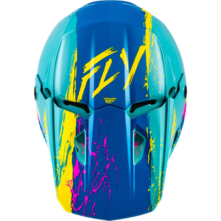 Casque enfant FLY RACING Kinetic Drip - turquoise/rose/jaune