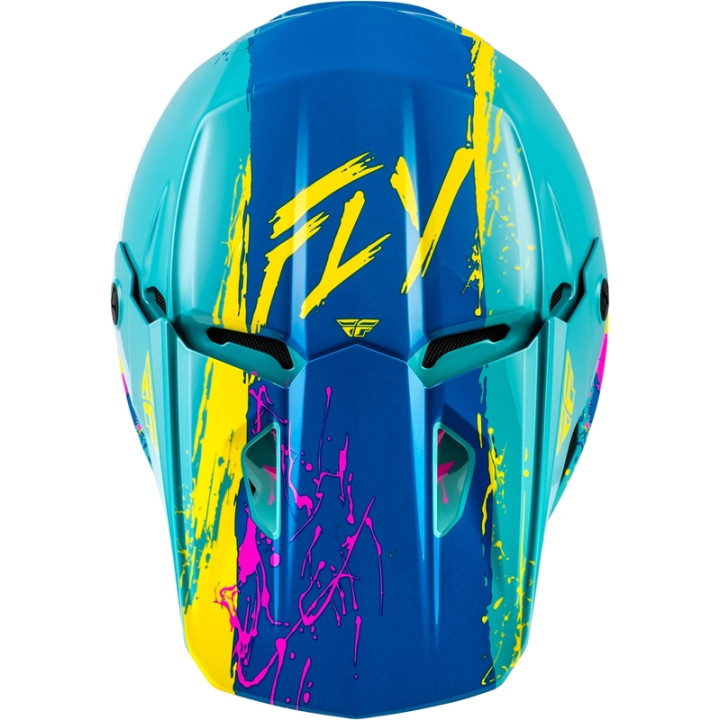 Casque enfant FLY RACING Kinetic Drip - turquoise/rose/jaune