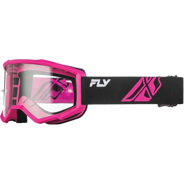 Masque FLY RACING Focus noir/rose - écran clair | Oxmoto