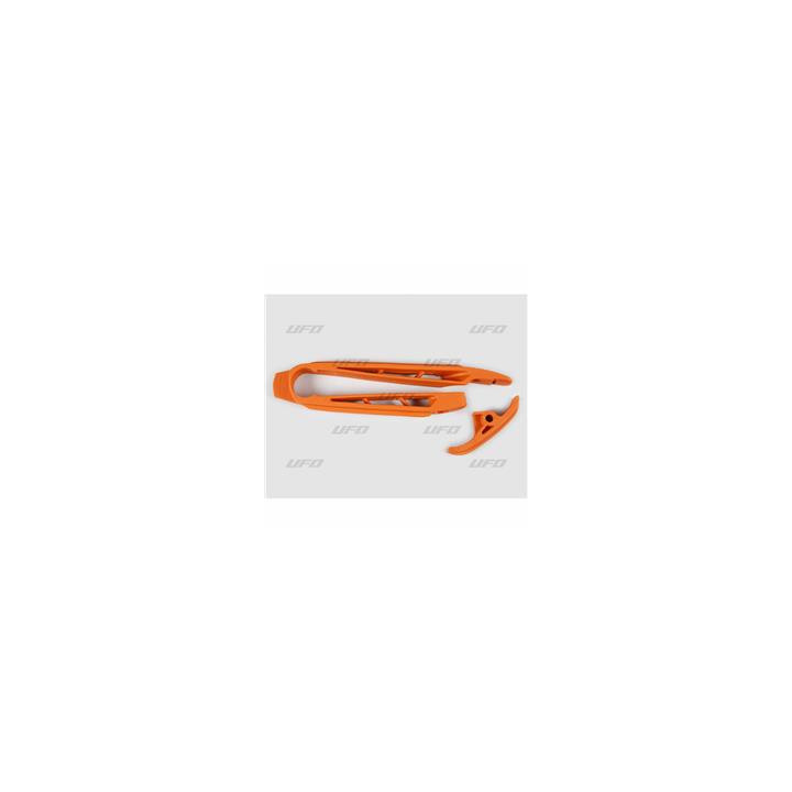 Kit patin de bras oscillant + patin de chaîne inférieur UFO orange KTM 1066249