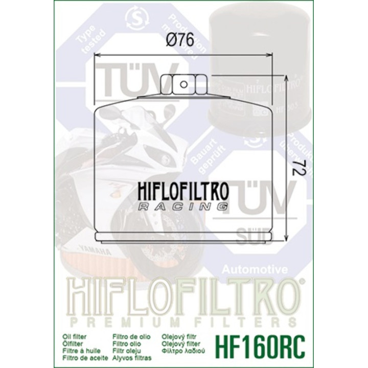 Filtre à huile Hiflofiltro Racing - HF160RC | Oxmoto