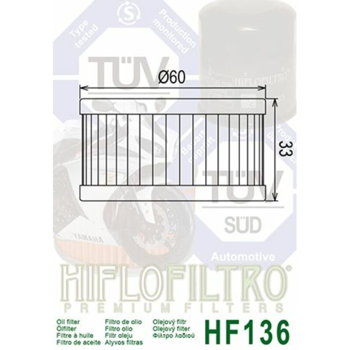 Filtre à huile Hiflofiltro - HF136 | Oxmoto