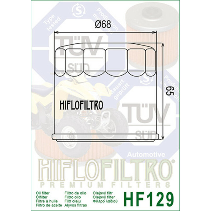 Filtre à huile Hiflofiltro - HF129 | Oxmoto