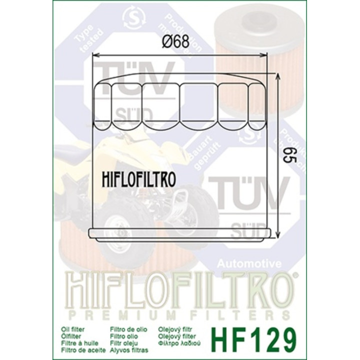 Filtre à huile Hiflofiltro - HF129 | Oxmoto