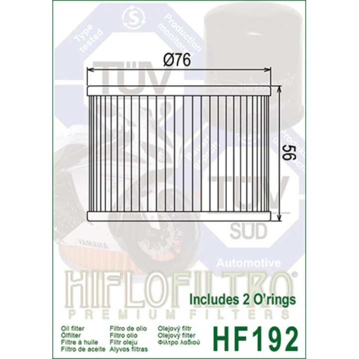 Filtre à huile Hiflofiltro - HF192 | Oxmoto