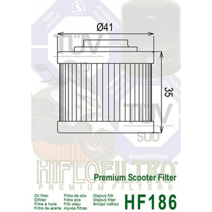 Filtre à huile Hiflofiltro - HF186 | Oxmoto