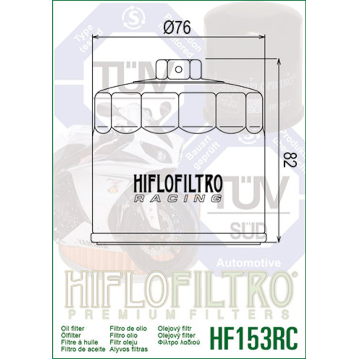 Filtre à huile Hiflofiltro Racing - HF153RC | Oxmoto