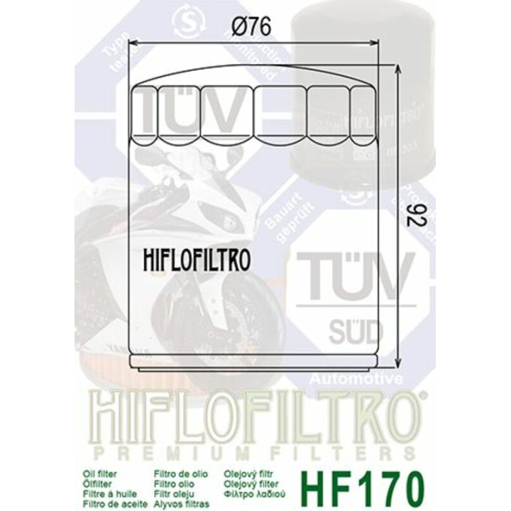 Filtre à huile Hiflofiltro Noir brillant - HF170B | Oxmoto