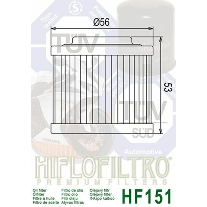 Filtre à huile Hiflofiltro - HF151 | Oxmoto
