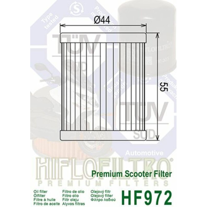 Filtre à huile Hiflofiltro - HF972 | Oxmoto