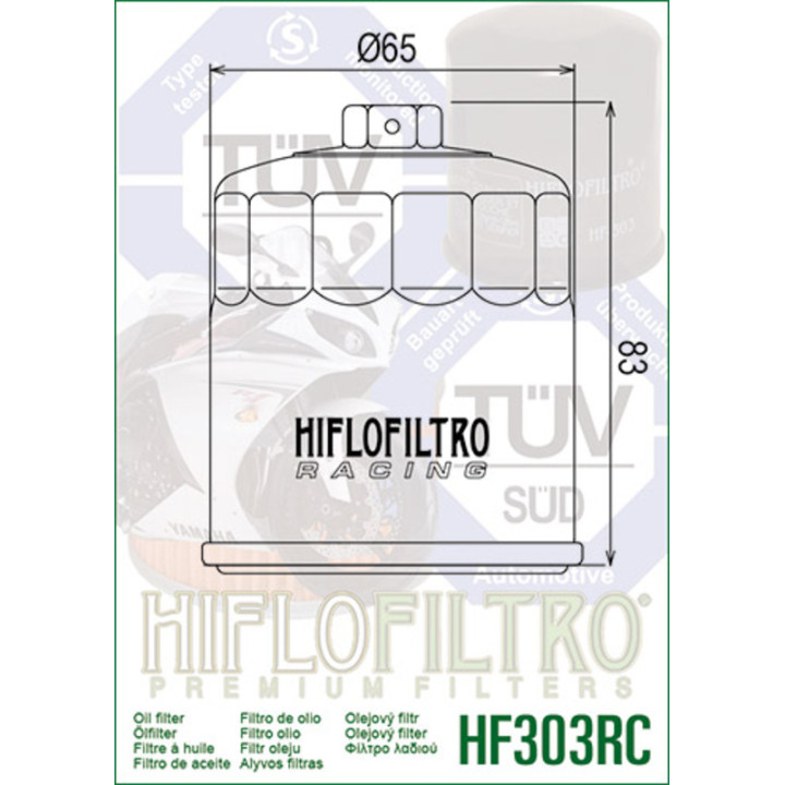 Filtre à huile Hiflofiltro Racing - HF303RC | Oxmoto