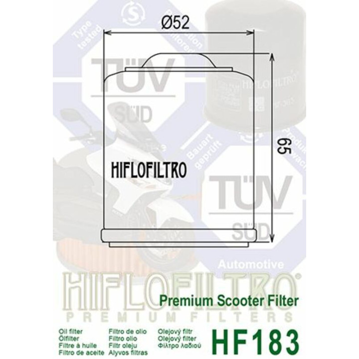 Filtre à huile Hiflofiltro - HF183 | Oxmoto