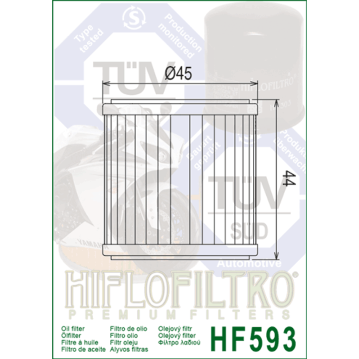 Filtre à huile Hiflofiltro - HF593 | Oxmoto